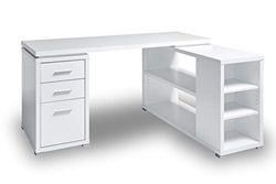 Jahnke CLB 355 E Bureau d'angle Blanc/Aluminium Les pièces en Bois de ce Produit sont en Panneaux de Bois E1 et avec Un revêtement Mat de qualité supérieure ou en résine de mélamine
