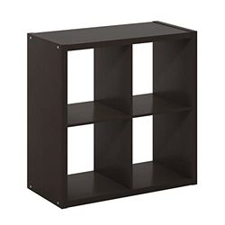 Furinno Kubus Open rug Decoratieve Cube Storage Organizer, 4-Cube, Dark Oak