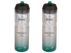 ZEFAL Arctica 75 Pack - Set med två cykelbehållare 750 ml - isolerad cykelflaska - luktfri och vattentät - BPA-fri sportbehållare - silver/karibisk grön