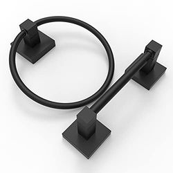 Ruacq Portarrollos de Papel higiénico Negro Mate, toallero, Accesorios de baño, Juego de Accesorios de baño, Soporte Giratorio de Doble Poste para Rollo de Papel higiénico, Cuadrado, Acero Inoxidable