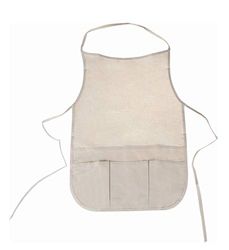 Stylex 46718 Delantal para niños de Aprox. 35 x 50 cm con 6 Bolsillos, 100% algodón, Lavable a máquina a 30 °C, Natural, 50 x 35 cm