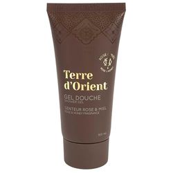 COSMETIC CLUB, SC0610, Gel Doccia Terre d'Orient 100 ml, Profumo Rosa e Miele, Idratante ed Emolliente, Formato Pratico da Viaggio, Adatto a Tutte Le Pelle, Elegante Flacone Marrone