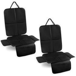 Romon Protection Siege Voiture, 2 Pièces Protege Siege Voiture Enfant Housse Couvre Tapis Sièges Auto Imperméable Antidérapant avec 2 Poches Rangement Universel pour Bébé Chien pour SUV Coffre, Noir