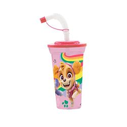 PAW PATROL P:os 33345088 Children's Cup with Integrated Straw and Lid 430 ml Capacity Ideal for Cold Drinks