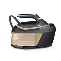 Philips PerfectCare Serie 6000 Centro de planchado a vapor - 2400 W, salida de vapor 600 g, presión 8 bares, tecnología OptimalTEMP, depósito de agua de 1,8 litros, negro (PSG6064/80)