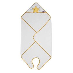 ClevaMama Tablier en Bambou Serviette de Bain pour bébé avec Capuche pour Nouveau-né, bébés et Tout-Petits en Bambou Ultra Doux, Absorbant, pour garçons et Filles de 0 à 4 Ans - Blanc, 98 x 98 cm