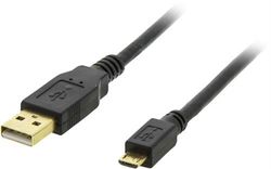 Deltaco Micro-103 USB-kabel, 2 m, USB 2.0, USB A, Micro-USB B, zwart