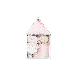 Coffret cadeau pour bébé "Casita": Ours en peluche, couverture et doudou, rose