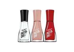 Sally Hansen Set Smalti Unghie Insta-Dri, ad Asciugatura Rapida, Effetto Manicure Professionale a Lunga Durata, 103 Clearly Quick, 203 Buff and Tumble, 383 Asap Apple