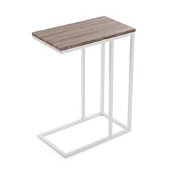 Versa Padwa stolik pomocniczy do salonu, sypialni lub kuchni, nowoczesny stolik kawowy, wymiary (wys. x szer. x gł.) 61 x 26 x 46 cm, drewno i metal, kolor brązowy i biały