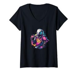 Mujer snirt - Camiseta futurista, diseño de robot Camiseta Cuello V