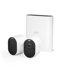 Arlo Pro 5 Wireless Outdoor Home Security Camera with Hub, 2 Cam Kit, CCTV, 6-Month Battery, Advanced Colour Night Vision, 2K HDR, 2-Way Audio, With free trial of Arlo Secure Plan, White