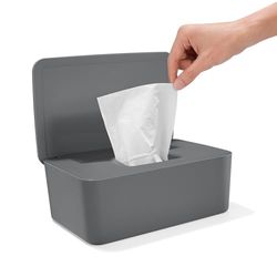 Scatola porta salviette umidificate, con Coperchio Sigillato, Dispenser per Salviettine Umidificate, Scatola di Salviette Umidificate per Bagno, Cucina o Cameretta, Grigio