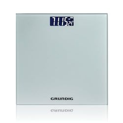 Grundig Báscula digital de 180 kg, de alta precisión, para personas, con precisión de 50 gramos, pantalla grande con indicador de temperatura ambiente (plateada)