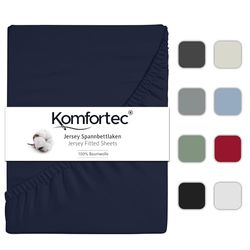 Komfortec Jersey spännlakan 200 x 200 cm, 100% bomull, blå