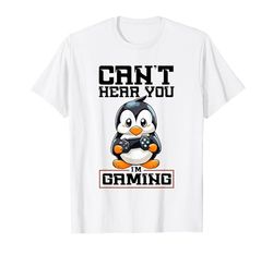 Can't Hear You I'm Gaming Penguin Controller Videojuegos Camiseta