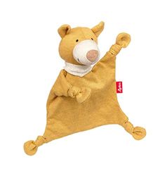 Sigikid 39839 Doudou avec Personnage Animal, Motif Ours, Jaune/Ours, 18 cm