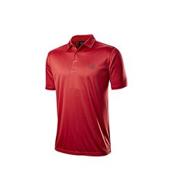 Wilson Staff Hombre Polo de golf, WILSON STAFF STRIPE POLO, Poliéster, Rojo, Talla L, WGA700729LG