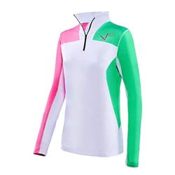 BLACK CREVICE dolcevita sci donna I maglia donna funzionale diversi colori e taglie I maglia donna funzionale traspirante maniche lunghe I maglia donna termica lunga I maglia donna sci (42, Bianco/Rosa/Verde)