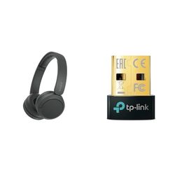 Sony WH-CH520 trådlösa Bluetooth-hörlurar - upp till 50 timmars batteritid - Svart & TP-Link UB500, Nano, USB Bluetooth 5.0, adapter, Dongle (för PC, bärbar dator, stöder Windows 11/10/8.1/7)