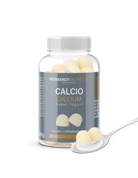 Calcio. 40 Gominolas. Sabor Yogur. Contiene Calcio + Vitamina D y K. Ayuda a fortalecer tu sistema óseo. Proporciona los nutrientes más importantes para la salud de los huesos. Wonkandy Nutrition.