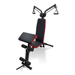 Ultrasport multifunctionele krachttrainer, voor veelzijdige workouts en een totale lichaamstraining, met uitbreiding met katrol/weerstandsbanden en curl-pult, kleur: zwart-rood