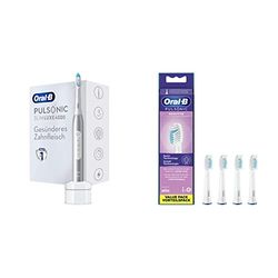 Oral-B, Pulsonic Slim Luxe 4000, spazzolino elettrico sonico per gengive più sane in 4 settimane & Oral-B Pulsonic - Set di 4 spazzolini morbidi, per spazzolini da denti sonici, 4 pezzi