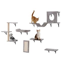 VEVOR Étagères Murales pour Chat, Lot de 6, Ensemble de Meubles Muraux, Plateformes à Sauter, Hamac, Canapé, Perchoir, Arbre à Chat, 18,14 kg, Étagère Flottante d'escalade pour Dormir, Jouer, Grimper