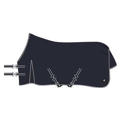 Imperial Riding IRHBasic 135 - Manta para Exteriores (Forro Polar, 0 g, sin Cuello, Ligera, Material Resistente a la Intemperie, con Pliegues, Correas Cruzadas, Cordones de Cola y piernas, Color Azul