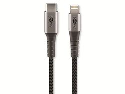 Goobay 49270 Lightning naar USB C snellaadkabel, MFi Apple oplaadkabel Lightning-kabel, 480 Mbits iPhone-kabel, extreem robuuste textielkabel, oplaadkabel iPhone Apple iPad, grijs, 0,5 m