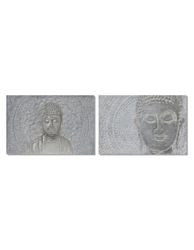 DKD Home Decor Tall Canvas Buddha (2 st) (120 x 2,8 x 80 cm)