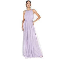 Anaya with Love Women's Ladies Maxi for Women Halter Neck Long Sleeveless Belt a Line Evening Gown Ball Prom Wedd Dress, Dusty Lilac, 22 UK