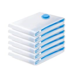 6 x Vacuum Storage Bag, Vacuum Bag for Clothing, Vacuum Cleaner, Compression Reusable Storage Cover for Bedding, Clothes, Duvets, Mattresses, Tent and Travel (70 x 50 cm)