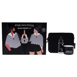 Diego Dalla Palma Black Secret Kit For Women 3 Pc 1.7oz Skin Renewing Micropeeling Cream, 1oz Uniforming Purifying Serum, Bag