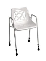 Days Stationary Shower Chair , Fixed Height (Eligible for VAT relief in the UK) Stool With Back & Armrests , Bathroom Safety Aid , Elderly , Disabled , Handicapped , Slip Resistant Feet , Steel Frame
