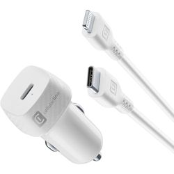 Cellularline - Caricabatterie da Auto per Accendisigari 12/24V Uscita USB-C 20W - Ricarica Rapida per iPhone 8 e successivi con cavo da USB-C a Lightning Compreso