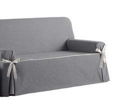 Estoralis Beret Housse de canapé avec nœuds Design Moderne Tissu Jaquard Gris Marengo pour canapé 3 Places Taille du Tissu (de 180 à 210 cm) Housse pour Tout Type de canapé