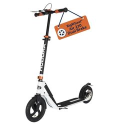 HUDORA Scooter BigWheel Air 230 - Patinetes com/sem travão de mão - skate de alumínio estável com pneus de ar - skate urbano ajustável e dobrável para até 120 kg