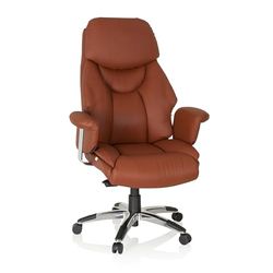 hjh OFFICE XXL Fauteuil de Direction Prado Cuir véritable Marron Fauteuil de Bureau Confortable à Rembourrage épais, Dossier Haut