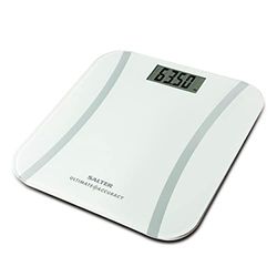 Salter 9073 WH3R Ultimate Accuracy Pèse Personne Numérique, Écran LCD, Balance Impédancemètre Électronique avec graduation de 50g, Verre trempé, Métrique/Impérial, Garantie 15 Ans, Capacité 180kg
