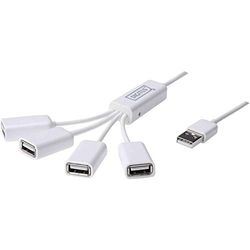 DIGITUS USB-Hub - 4 ports - USB 2.0 haut débit - 480 MBit/s - Hub USB Spider - Alimentation via USB / Alimentation - Blanc
