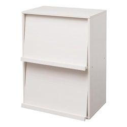 Iris Ohyama, Opbergkast met 2 vouwdeuren/Houten kast/Kantelbaar/Opbergkast, In hoogte verstelbare plank 3,2 cm, Kantoor, Woonkamer - Flap Rack - CHR-2 - Witte eik