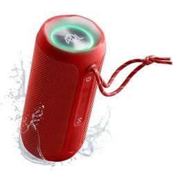 AQL Glow | Cassa Impermeabile Portatile Bluetooth - Speaker con 10Watt di Potenza - Durata Batteria 6 Ore - Portata 10 Mt - Ingresso AUX - Colore Rosso
