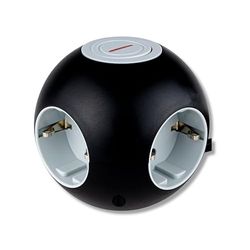 REV PowerGlobe Tomada de parede (redonda, com interruptor, 1,4 m, 3500 W), preto e cinzento