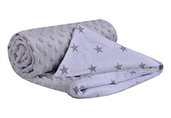 Kruipdeken 100% katoen 75x100cm dubbelzijdig multifunctionele Minky knuffeldeken voor kinderwagen zacht pluizig (grijze sterren met grijze minky)