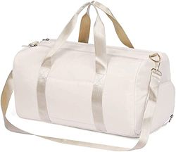 MABROUC duffelväska för kvinnor, sport duffelväska för gym med våt ficka och skofack, övernattning weekender resväska, BEIgE, M