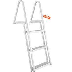 VEVOR Dockstege, 3 avtagbara steg, 159 kg bärkraft, båtstege av aluminiumlegering med bred nivå och halkfri gummimatta, för ombord i fartyg, sjöar/pooler/hav