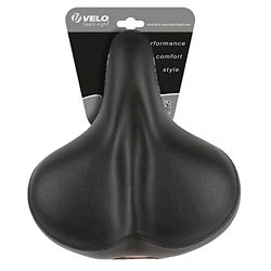 Velo Sattel Safety, Fahrradsattel, Touringsattel, Stoßabsorbierende Elastomerfederung, O-Zone Base Cut, Abriebschutz Selim para bicicleta, unissexo, Schwarz, 265 x 240 mm