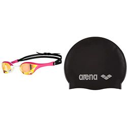 ARENA Unisex – Adulto Cobra Ultra Swipe Mr (Yell-Pink) Swim Goggles, Multicolore, 1 & Classic Silicone, Cuffia Unisex Adulto, Nero (Black-Silver), Taglia Unica