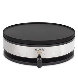 H.Koenig Crepiera elettrica KREP56, Crepiera 2 in 1, Griglia reversibile, Crepe Party, Crepes e Mini Crepes, Termostato regolabile 230°, Griglia antiaderente 33 cm e 10 cm, 1500W